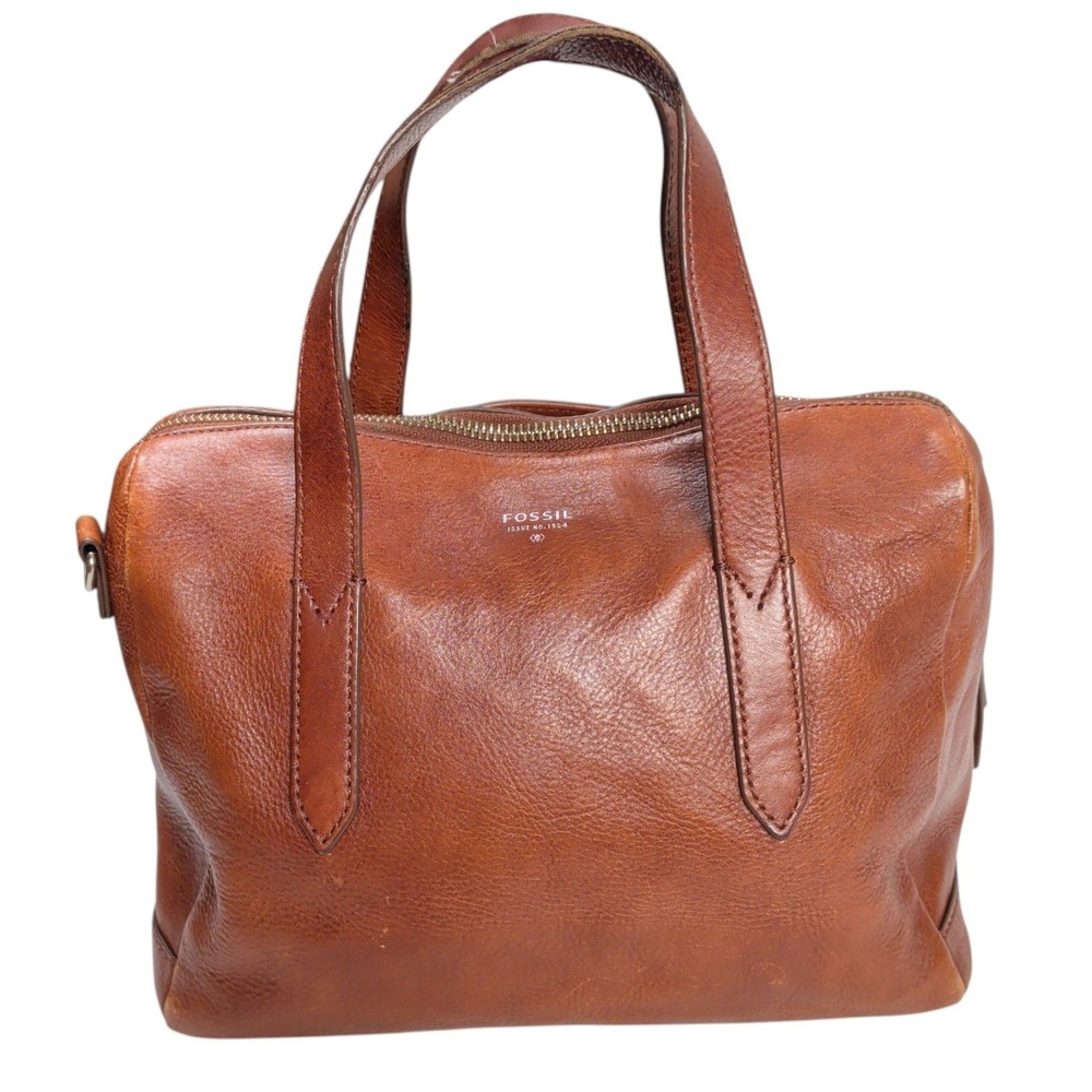 Fossil Sydney Satchel Brown Leather Handbag ZB5486 with Bonus Wallet
